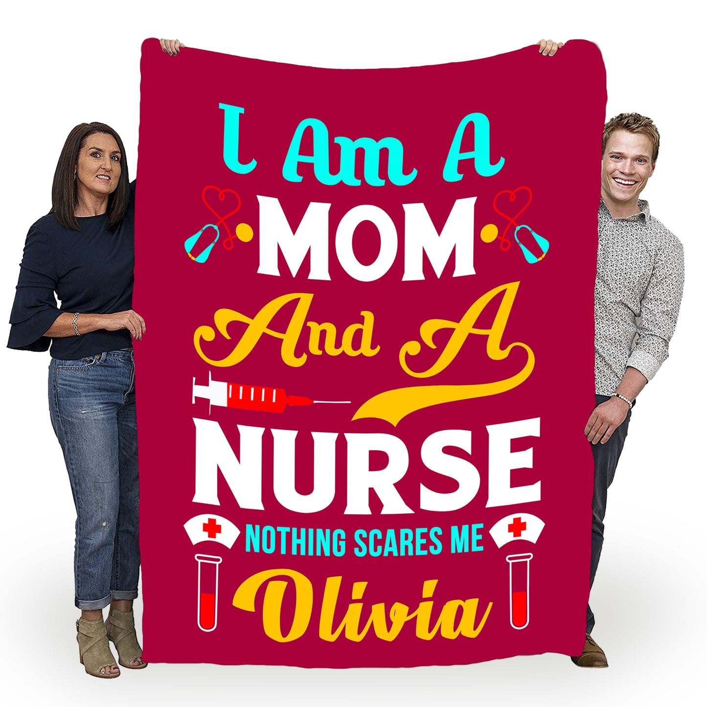 "I Am A Mom And A Nurse Nothing Scares Me" Customized Blanket