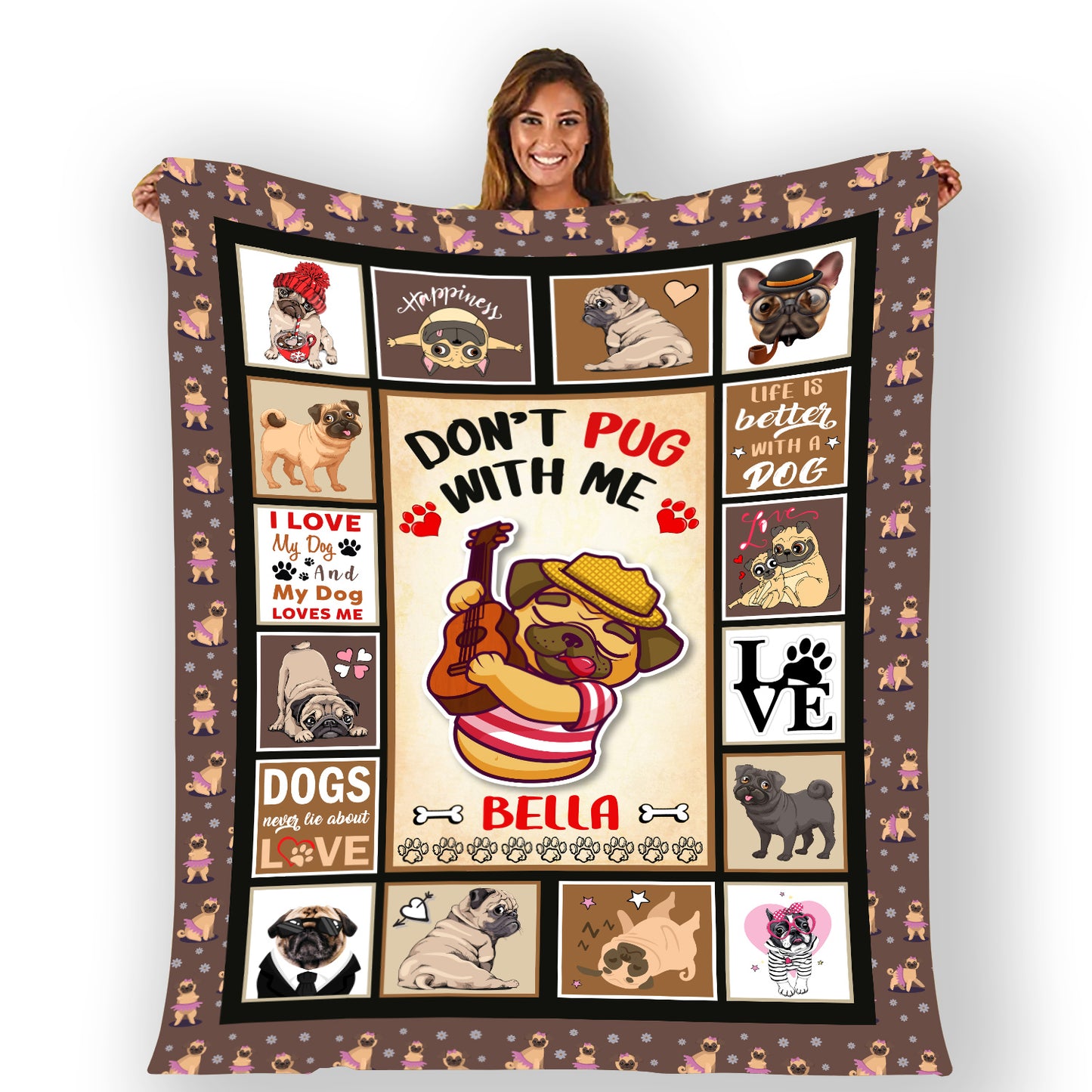 "Don't Pug With Me" Customized Blanket For Dog