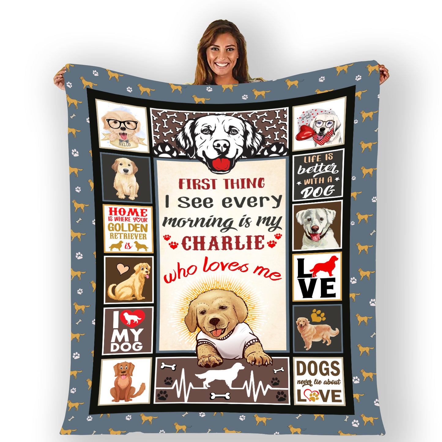 "Home Is Where Your Golden Retriever Is" Personalized Blanket For Your Dog