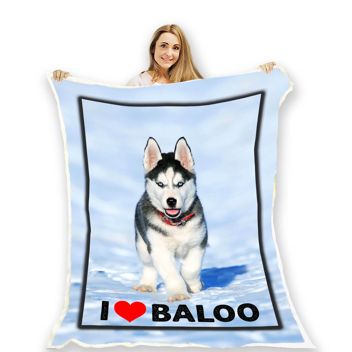 Customized Picture Fleece Blanket For Pet With Name