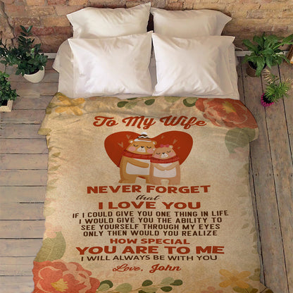 Personalized "To My Lovely Wife " Premium Customized Cozy Blanket