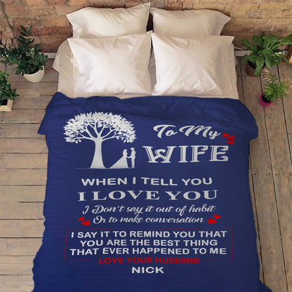 Cozy Personalized "To My Lovely  Wife " Premium Customized Blanket