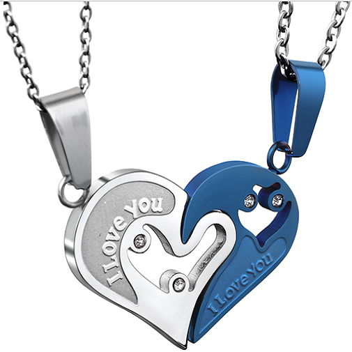 Heart Puzzle Matching Couple Necklace