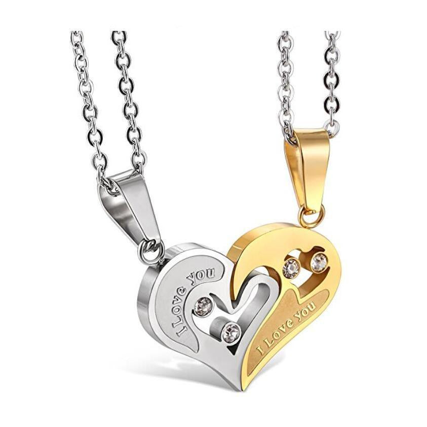 Heart Puzzle Matching Couple Necklace