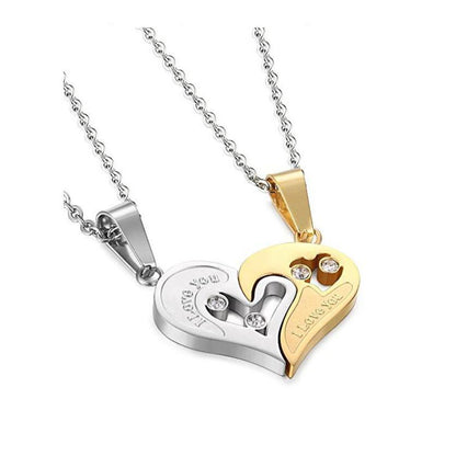 Heart Puzzle Matching Couple Necklace