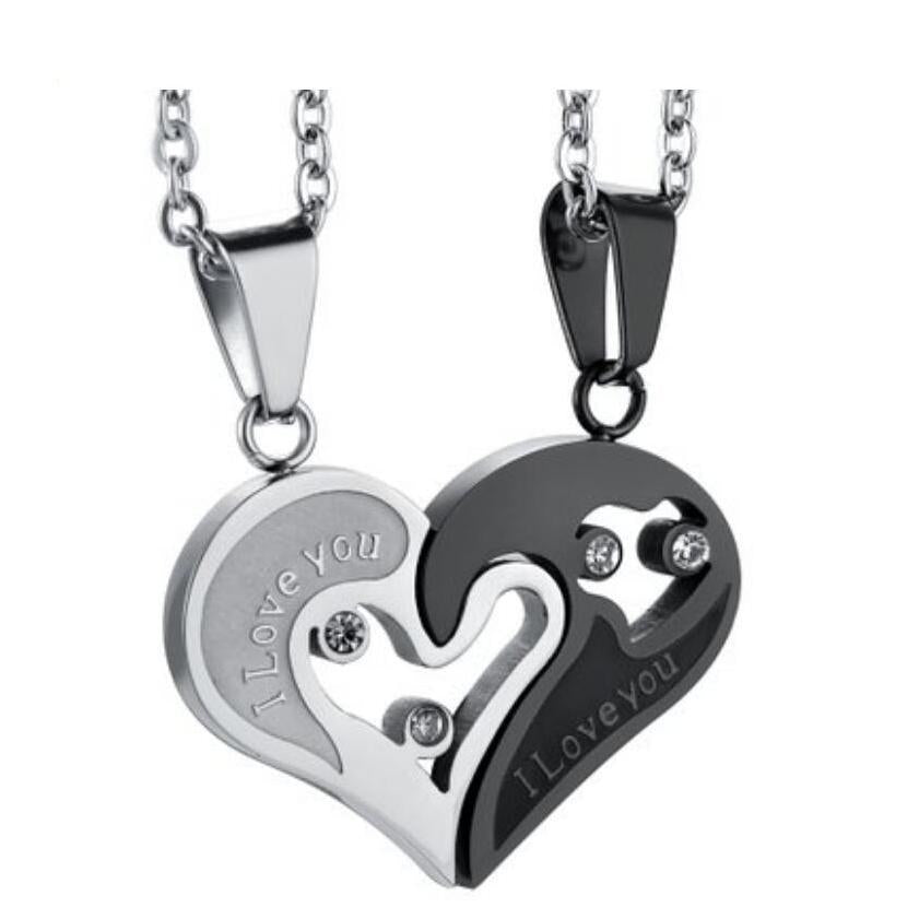 Heart Puzzle Matching Couple Necklace