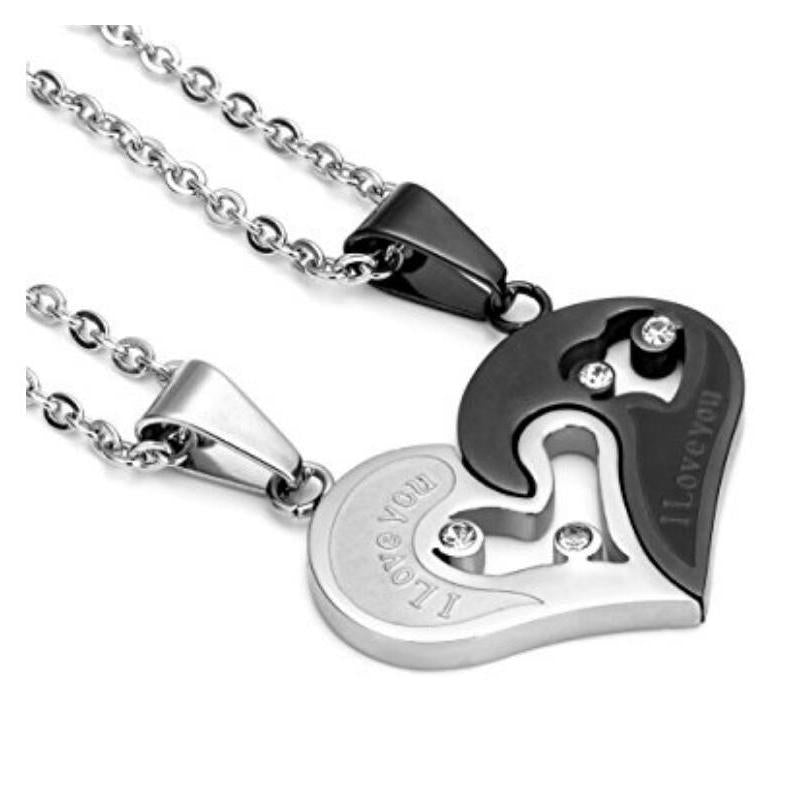 Heart Puzzle Matching Couple Necklace