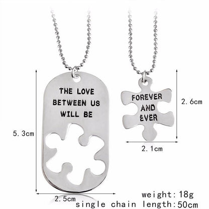 THE LOVE BETWEEN US WILL BE FOREVER AND EVER Lovers Necklace