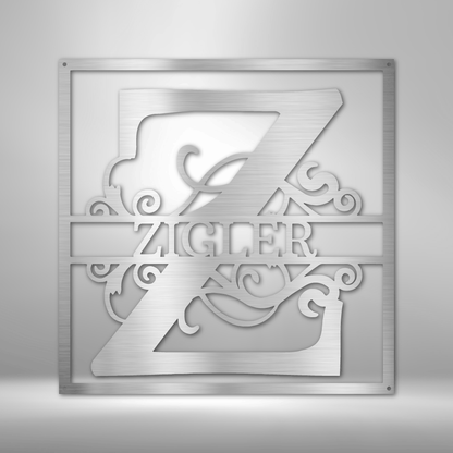 Split Square Monogram - Steel Sign