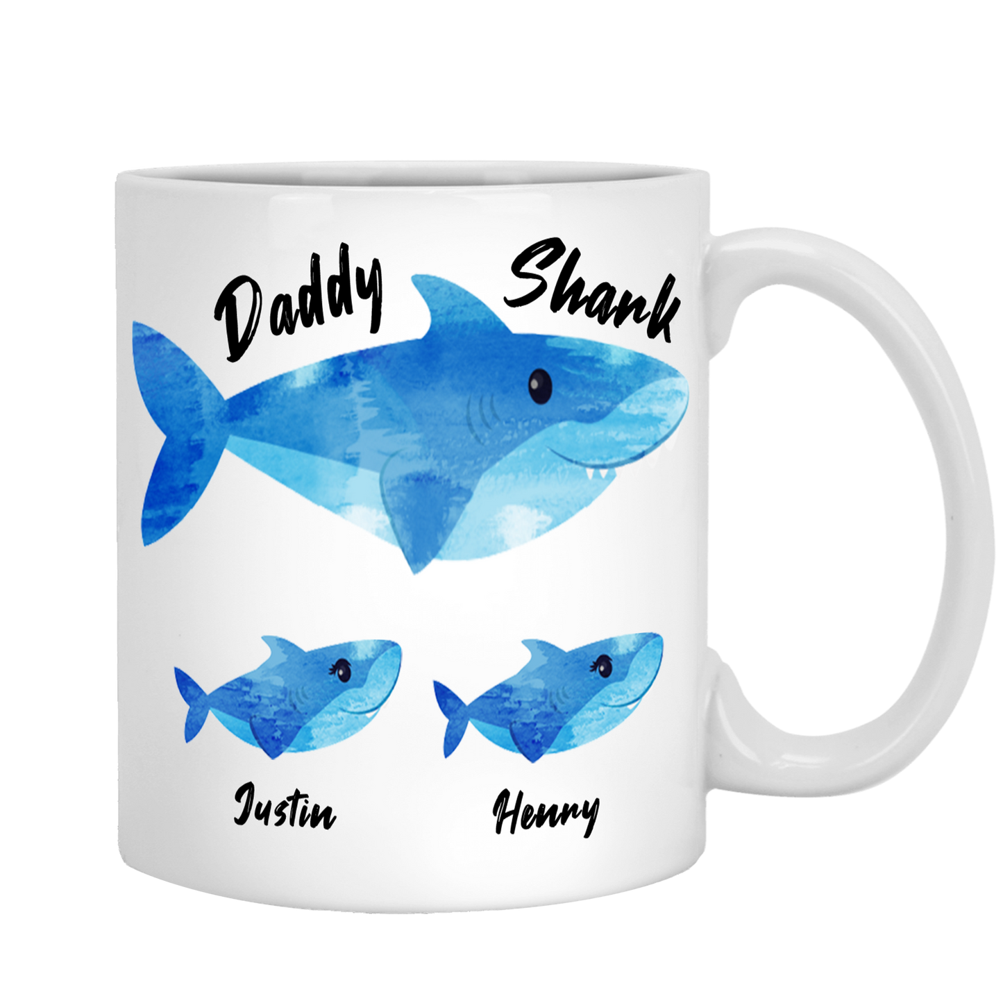 Daddy Shark Custom Mug With Kids Name