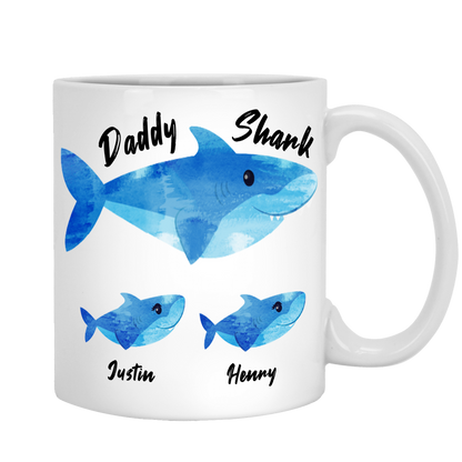 Daddy Shark Custom Mug With Kids Name