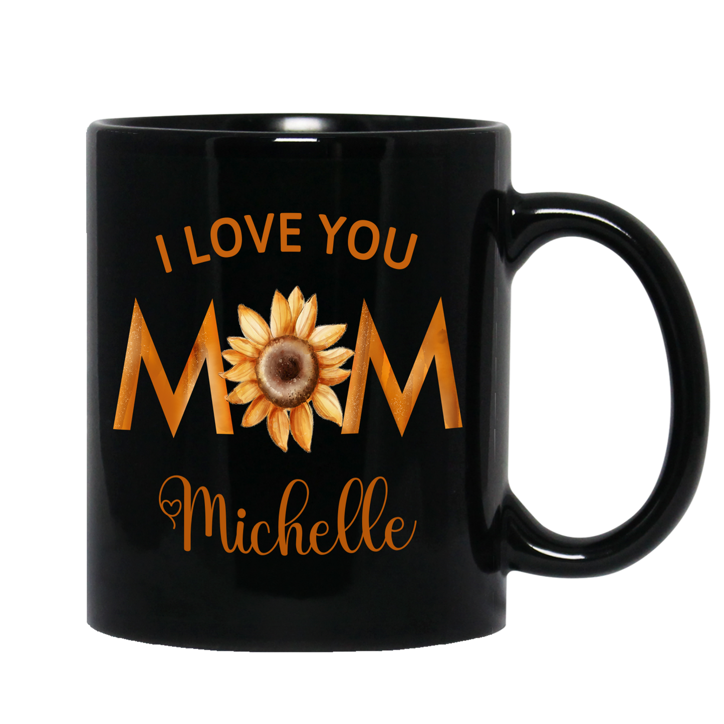 I Love You Mom Black Custom Coffee Mug