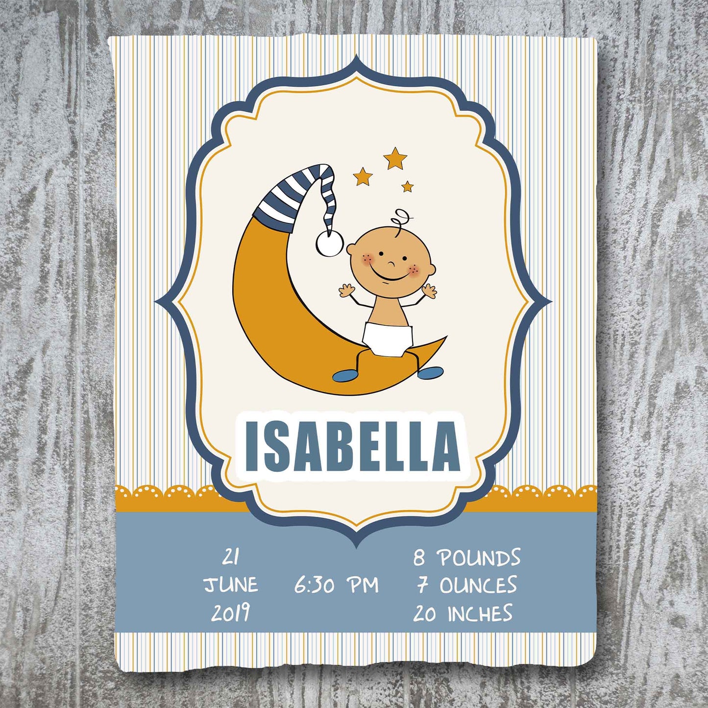 Customized Premium Baby Blanket With Name Date Time Weight Height Print