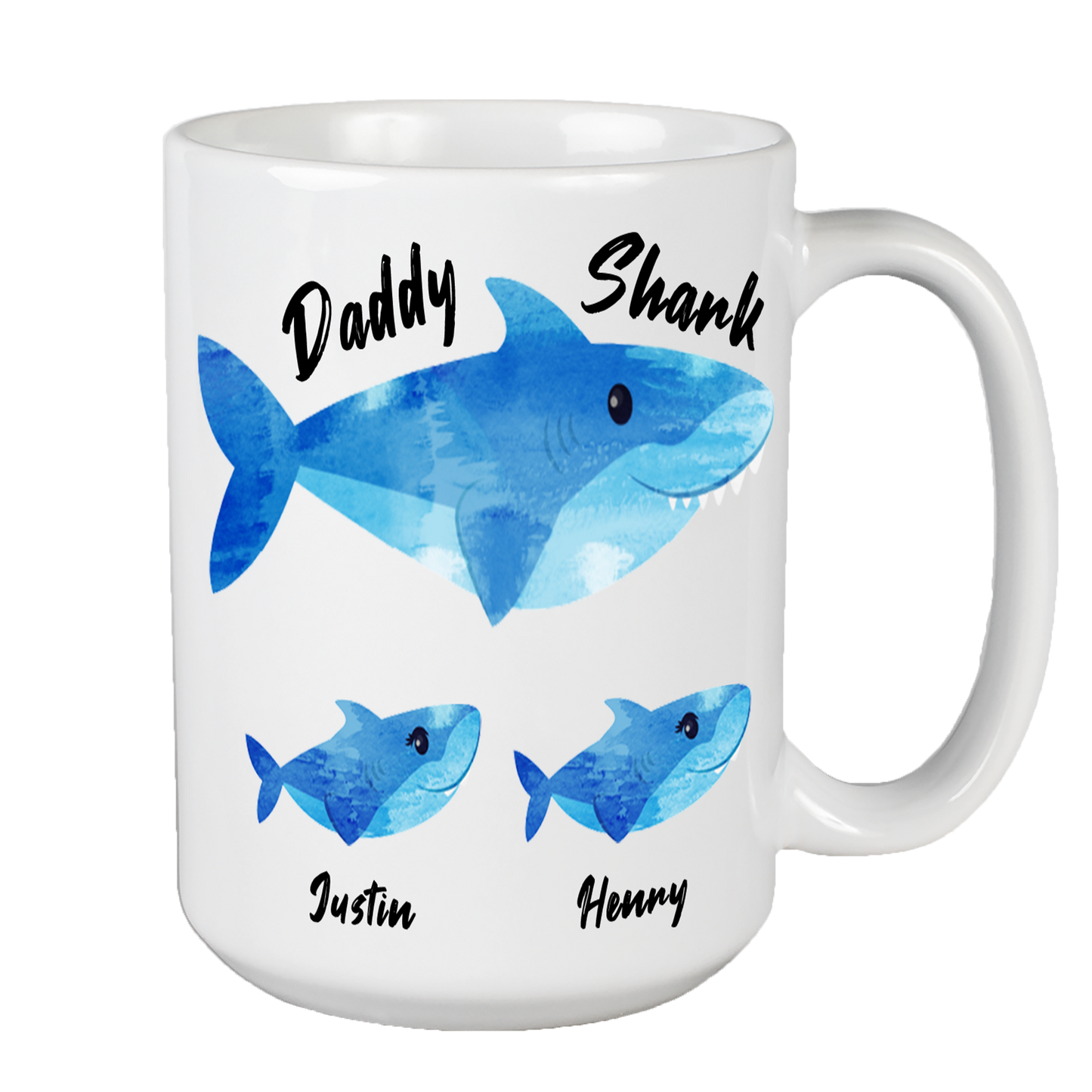 Daddy Shark Custom Mug With Kids Name