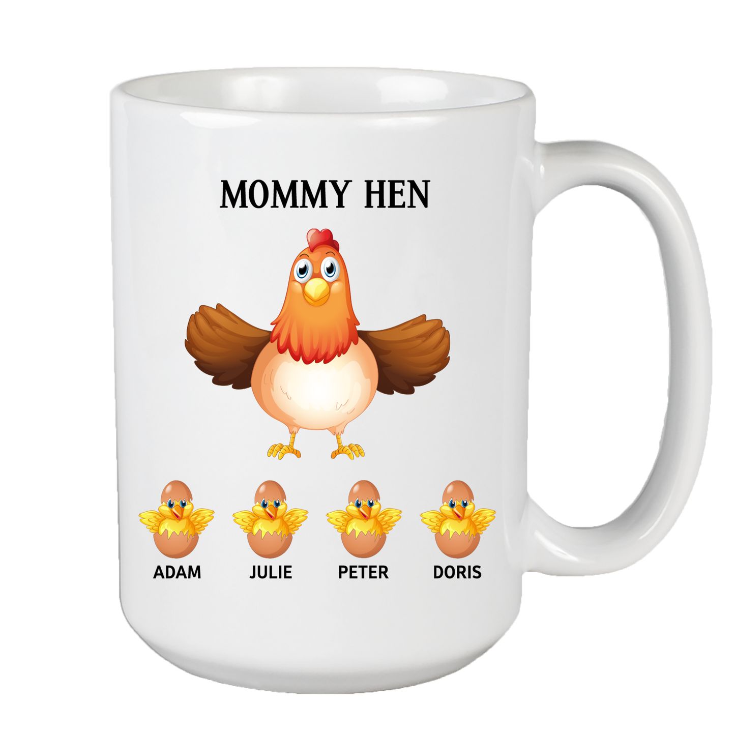 Customized Mommy Hen Coffee Mug For Mom With Names