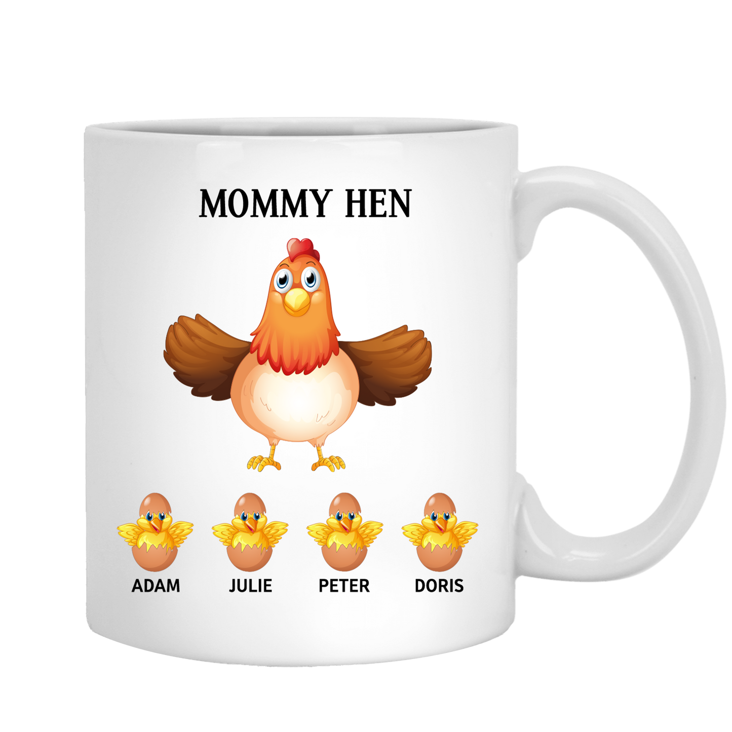 Customized Mommy Hen Coffee Mug For Mom With Names