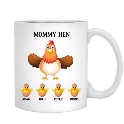 Customized Mommy Hen Coffee Mug For Mom With Names