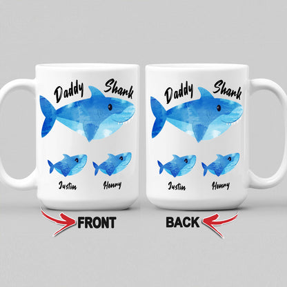 Daddy Shark Custom Mug With Kids Name