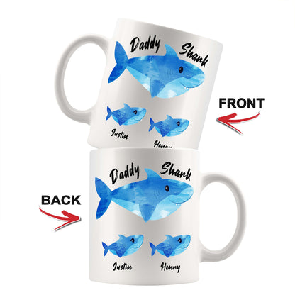 Daddy Shark Custom Mug With Kids Name