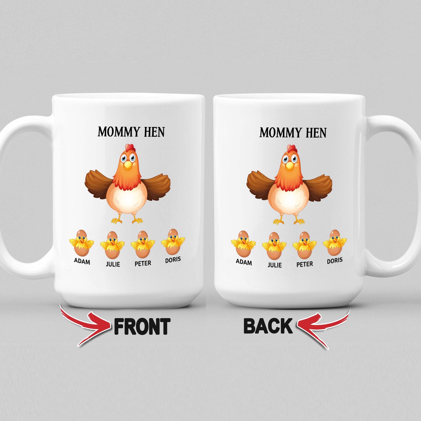 Customized Mommy Hen Coffee Mug For Mom With Names