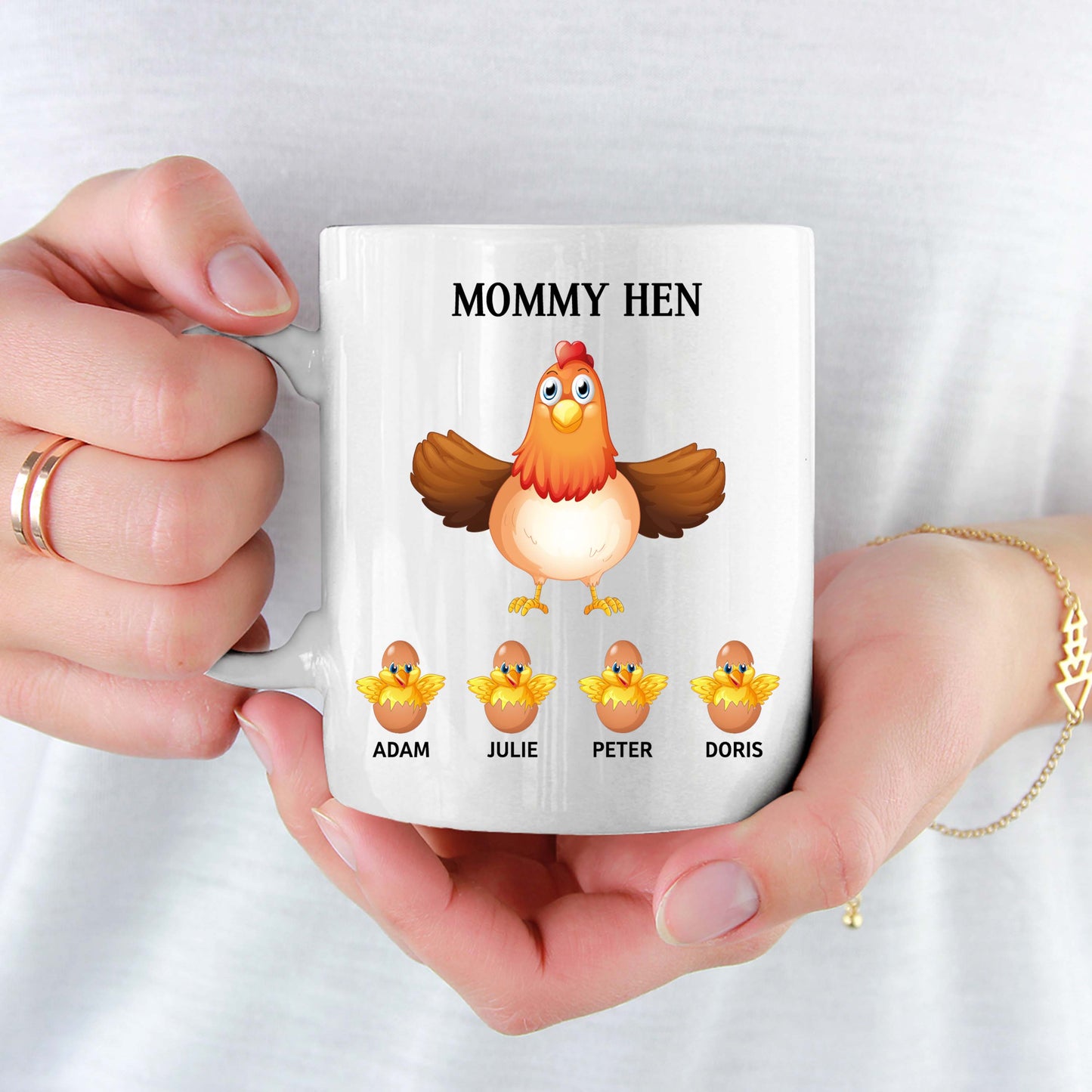 Customized Mommy Hen Coffee Mug For Mom With Names