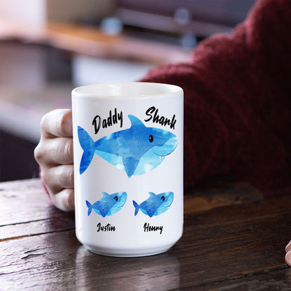 Daddy Shark Custom Mug With Kids Name