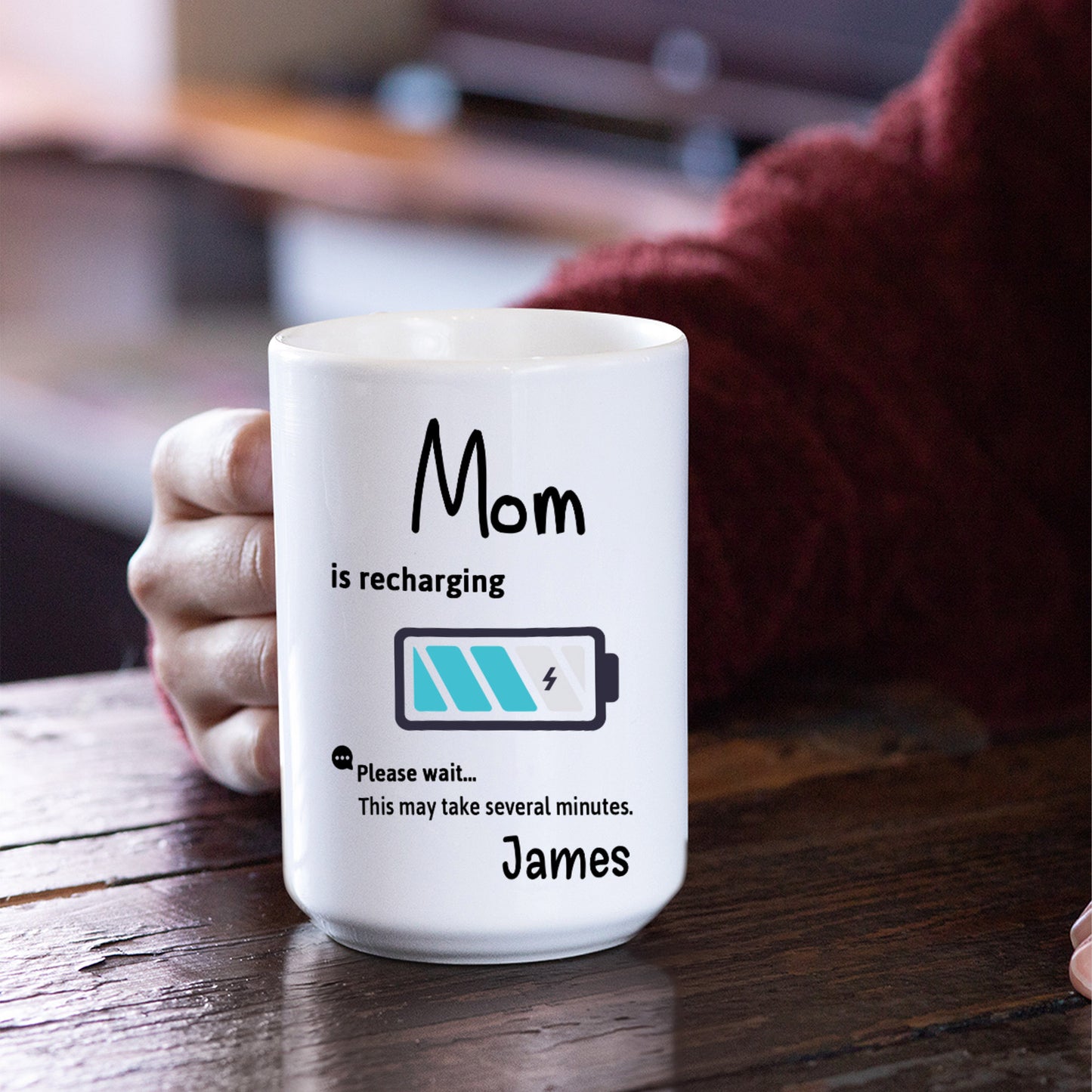 Mom Is Recharging Custom Coffee Mug