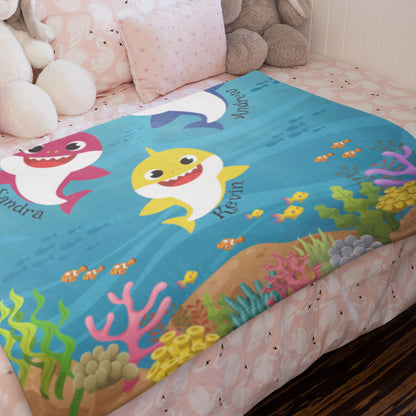 Customized Baby Shark Kids Blanket