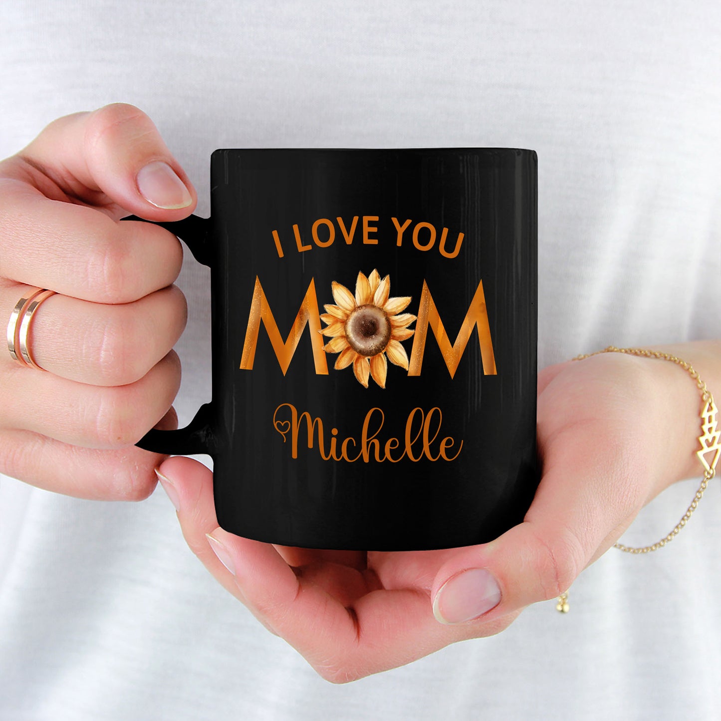 I Love You Mom Black Custom Coffee Mug