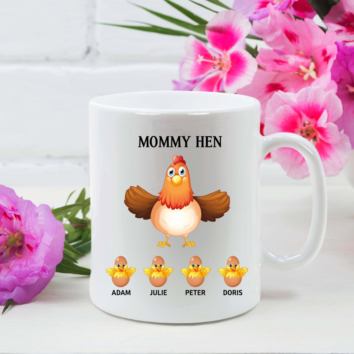 Customized Mommy Hen Coffee Mug For Mom With Names