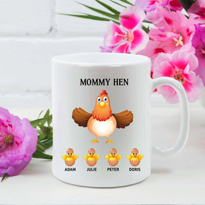 Customized Mommy Hen Coffee Mug For Mom With Names