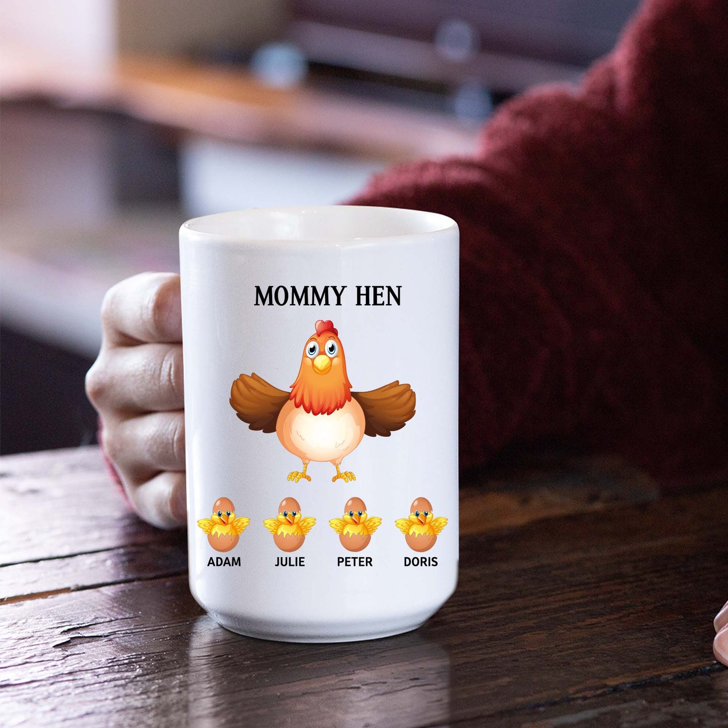 Customized Mommy Hen Coffee Mug For Mom With Names