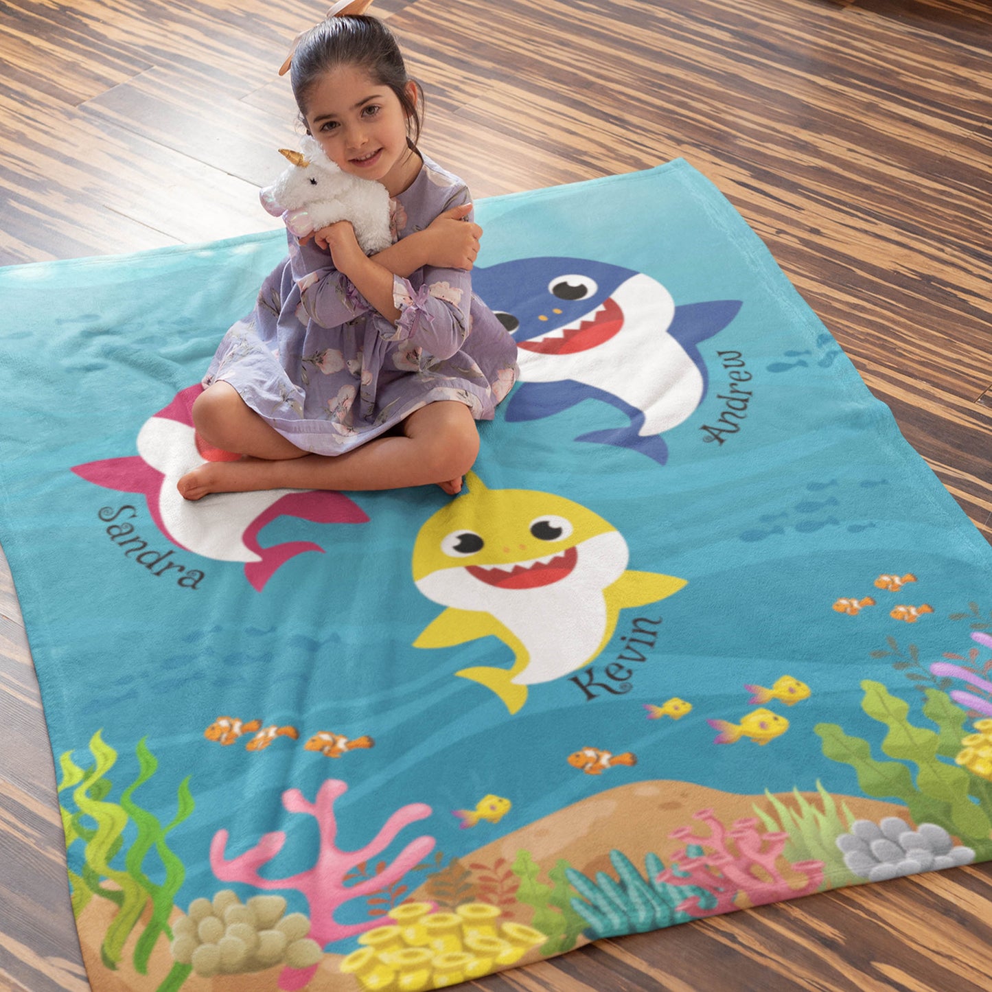 Customized Baby Shark Kids Blanket