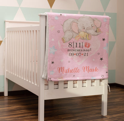 Personalized Birth Info Fleece Blanket For Kids