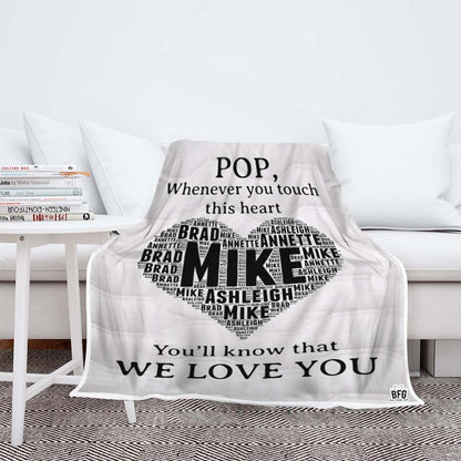 Whenever You Touch This Heart Customized Blanket For Dad