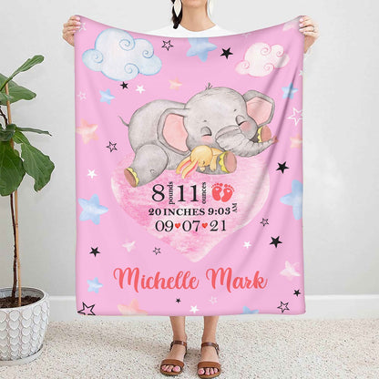 Personalized Birth Info Fleece Blanket For Kids