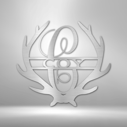 Antler Monogram - Steel Sign