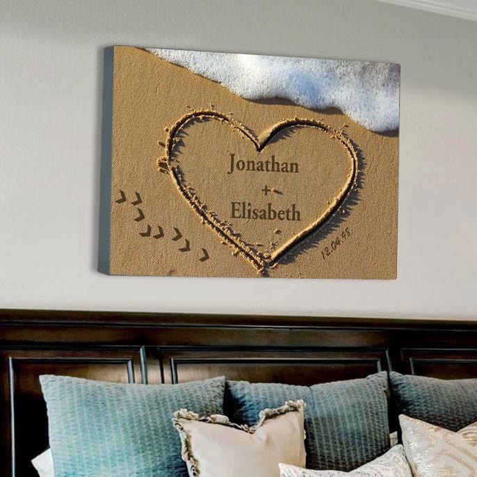 Beach Heart Personalized Wall Canvas