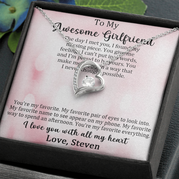 Customized Pendant For My Awesome Girlfriend, Forever Love Necklace, Customized Pendant For Her, Birthday Gift, Christmas, Anniversary, Gift For Her, Valentine's Day, Jewelry For Her