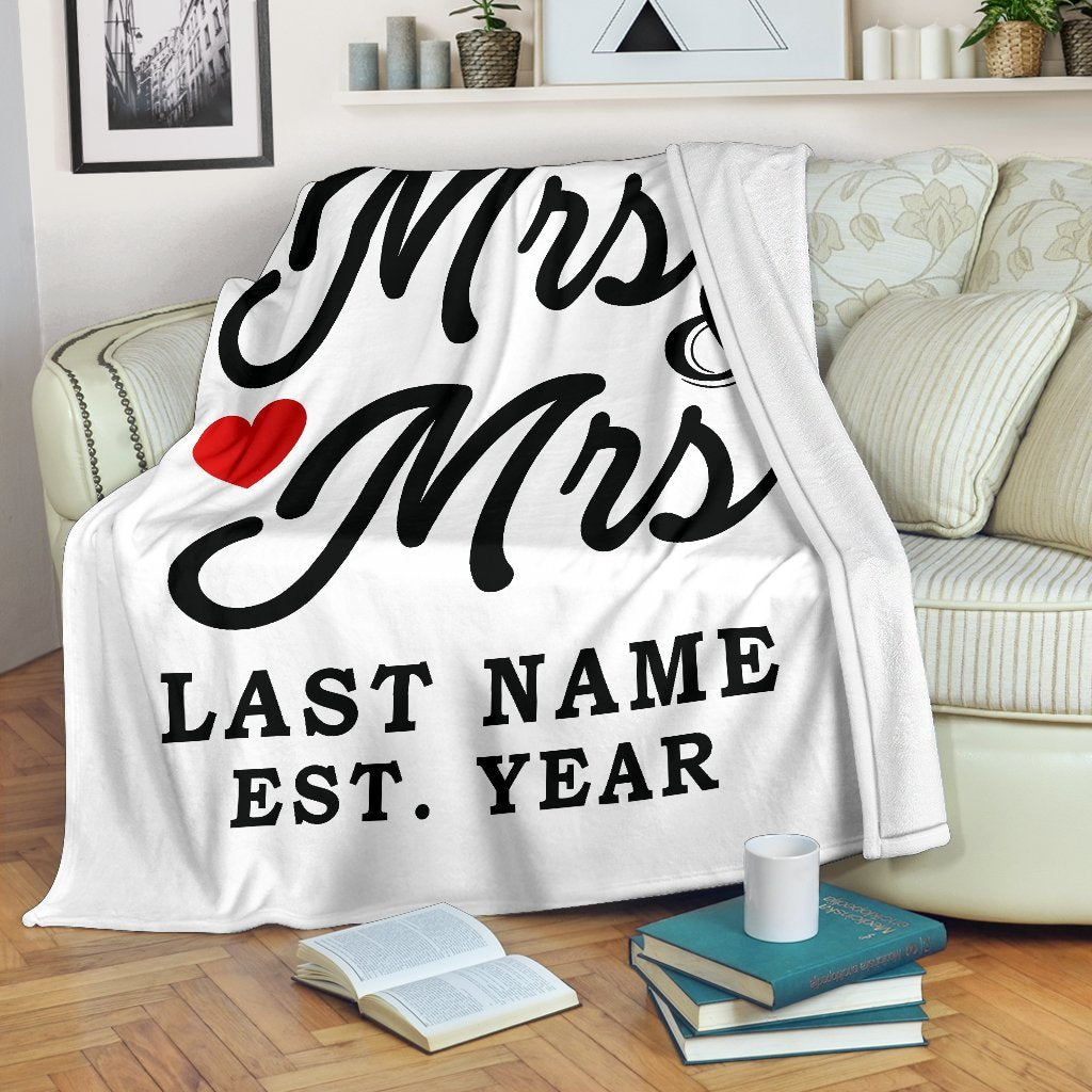 Custom LGBT Mrs & Mrs Love Blanket With Wedding Year