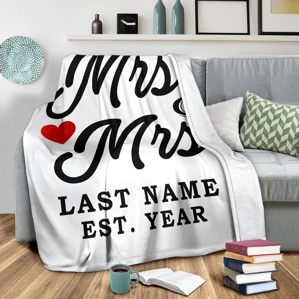 Custom LGBT Mrs & Mrs Love Blanket With Wedding Year