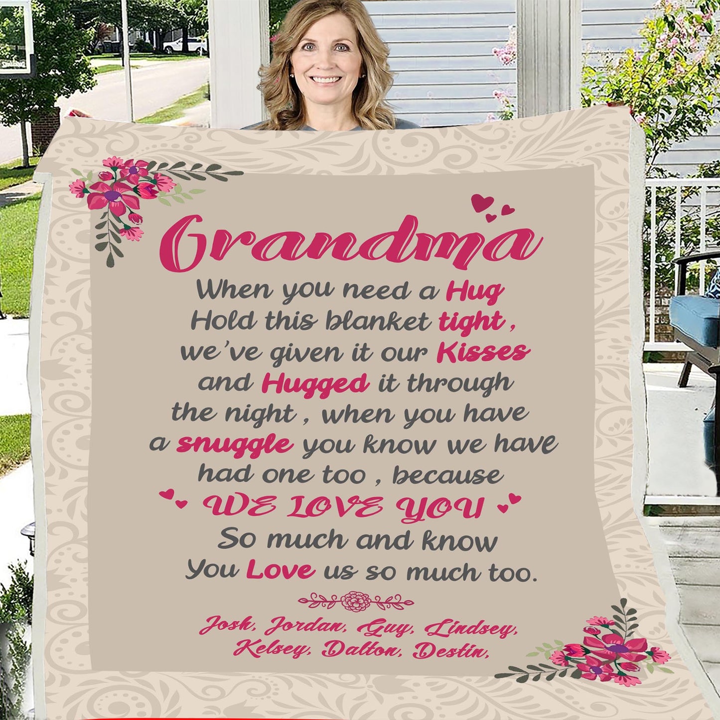 "We Love You" Grandma Customized Blanket For Grandma/Grandpa/Mamma/Papa/Auntie