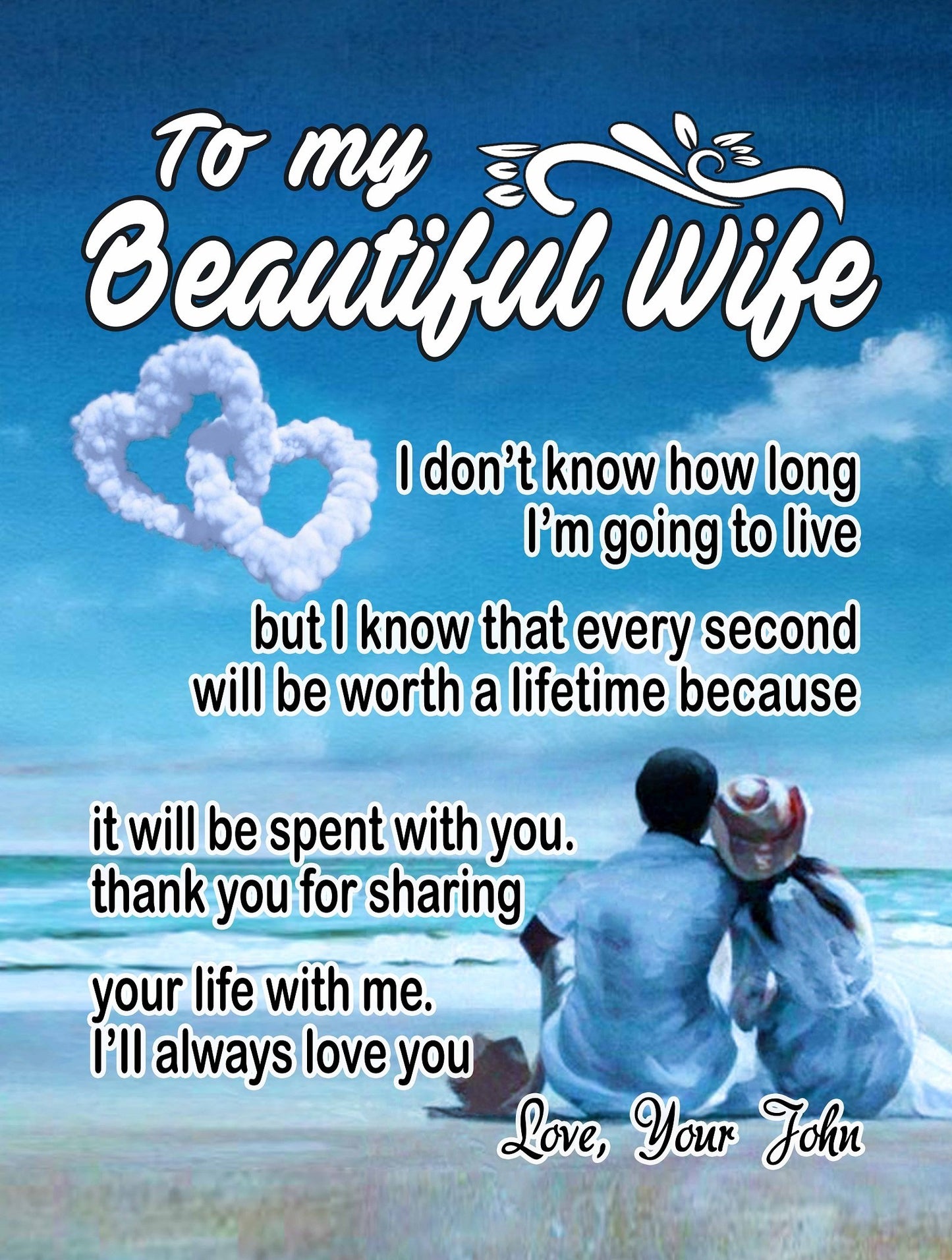 "To My Beautiful Wife" Personalized Blanket